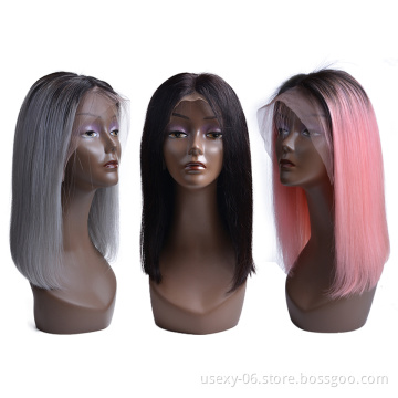 Wholesale Ombre Peruvian Human Lace Wig Short Bob Wigs Colored Lace Front Human Hair Wigs With Baby Hair
